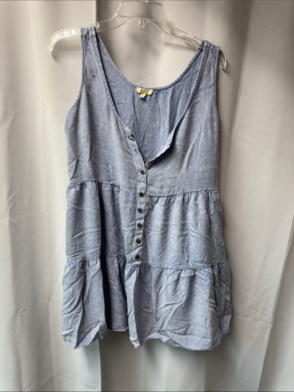 Kori Light Blue Button-Front Tiered Tank